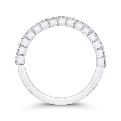 Round Diamond Half-Eternity Wedding Band in 14K White Gold