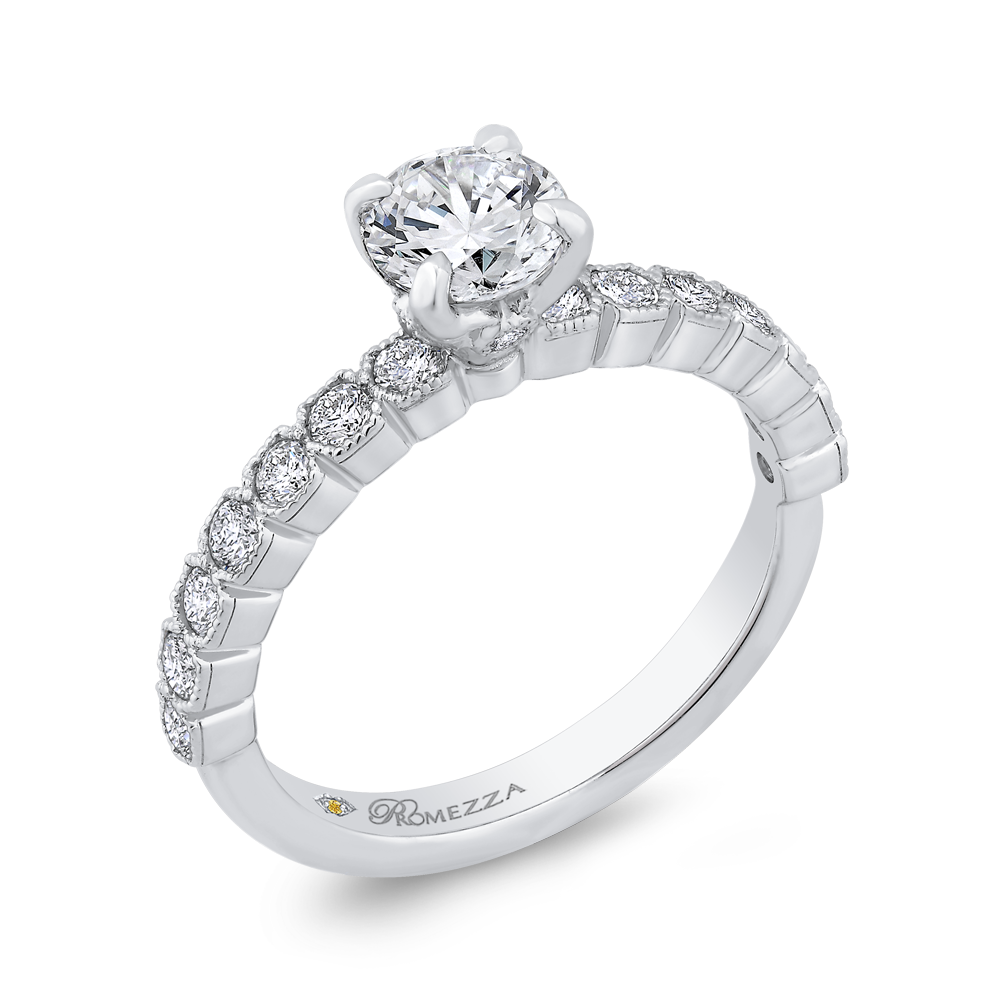 Round Diamond Engagement Ring in 14K White Gold