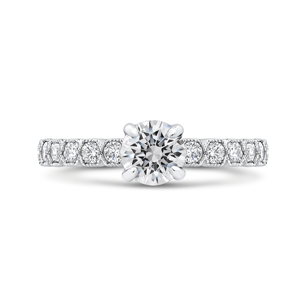 Round Diamond Engagement Ring in 14K White Gold