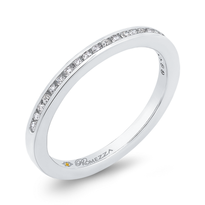 Round Diamond Half-Eternity Wedding Band in 14K White Gold
