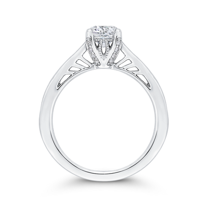 Round Diamond Cathedral Style Engagement Ring in 14K White Gold