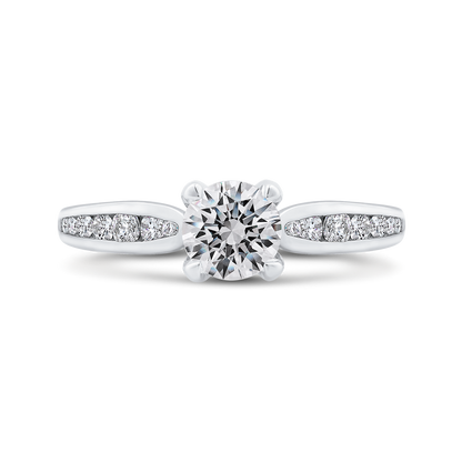 Round Diamond Cathedral Style Engagement Ring in 14K White Gold