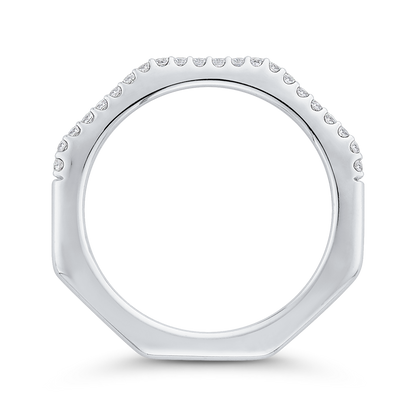 Round Diamond Half-Eternity Wedding Band in 14K White Gold