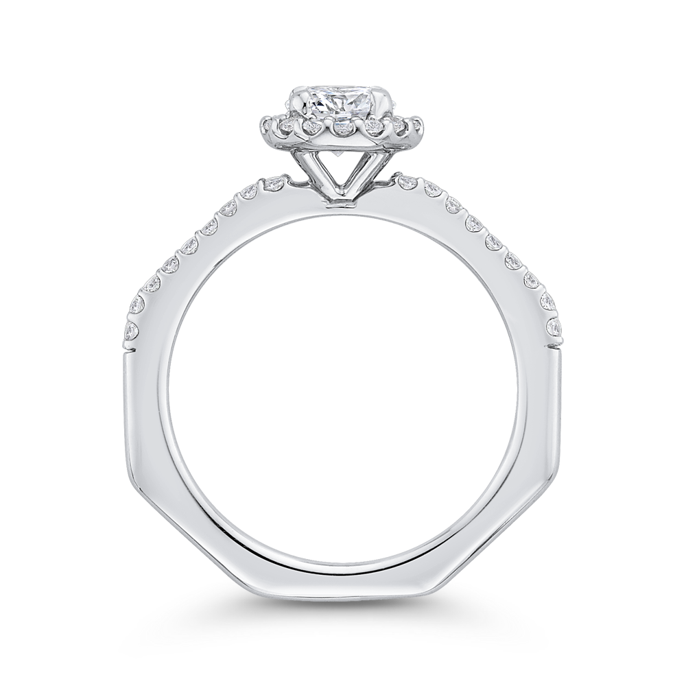 Round Diamond Halo Engagement Ring in 14K White Gold