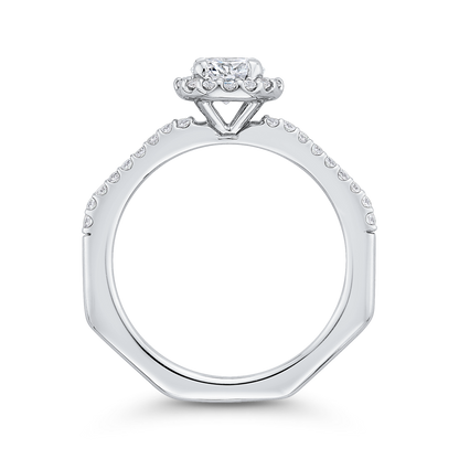 Round Diamond Halo Engagement Ring in 14K White Gold