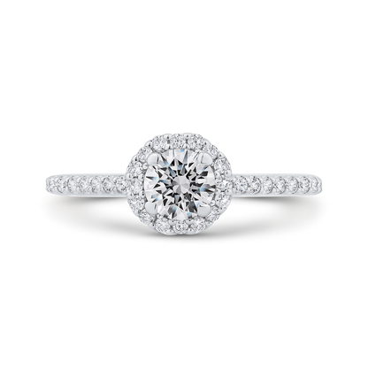 Round Diamond Halo Engagement Ring in 14K White Gold