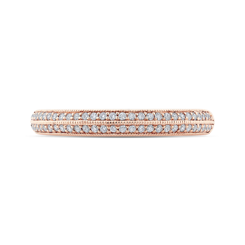 Round Diamond Half-Eternity Wedding Band in 14K Rose Gold