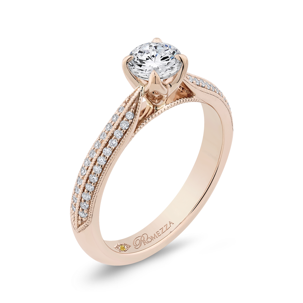 Floral Diamond Engagement Ring in 14K Rose Gold