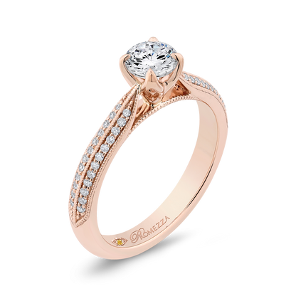 Floral Diamond Engagement Ring in 14K Rose Gold