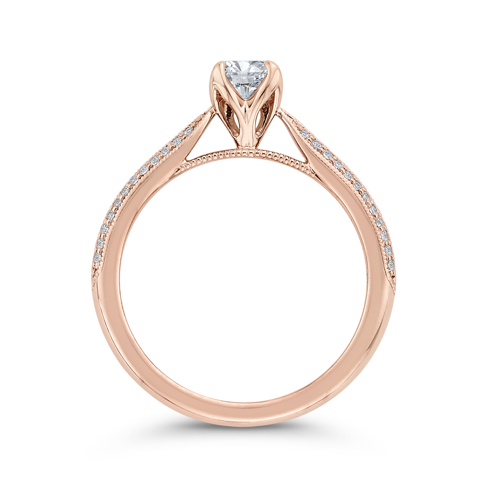 Floral Diamond Engagement Ring in 14K Rose Gold