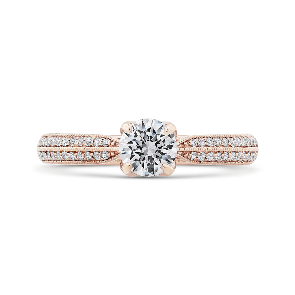 Floral Diamond Engagement Ring in 14K Rose Gold