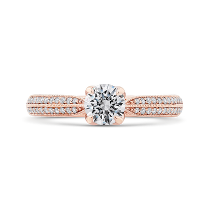 Floral Diamond Engagement Ring in 14K Rose Gold