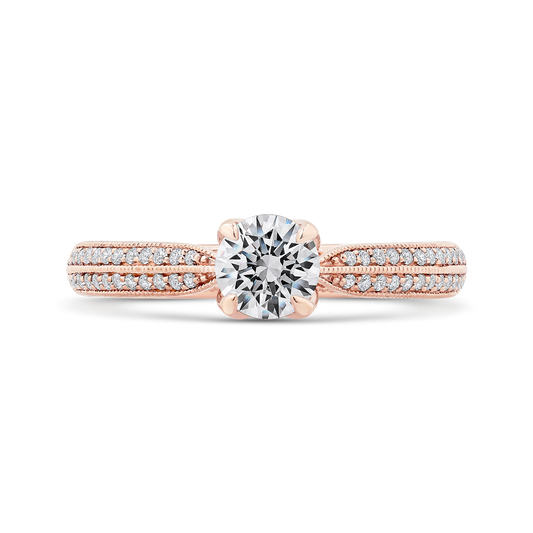 Floral Diamond Engagement Ring in 14K Rose Gold