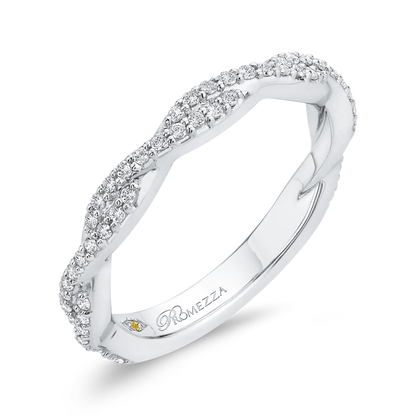 Round Diamond Chriss-Cross Wedding Band in 14K White Gold