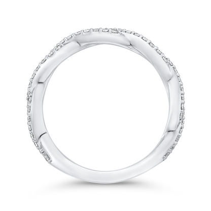 Round Diamond Chriss-Cross Wedding Band in 14K White Gold