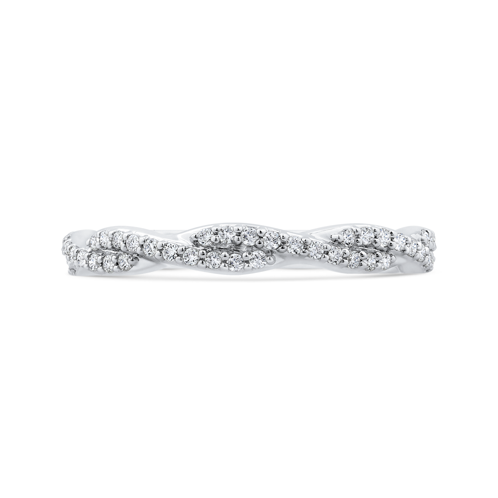 Round Diamond Chriss-Cross Wedding Band in 14K White Gold