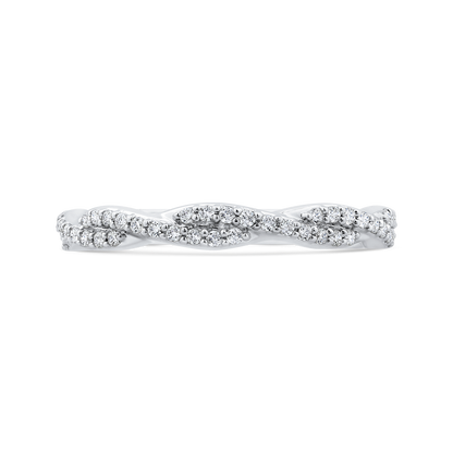 Round Diamond Chriss-Cross Wedding Band in 14K White Gold