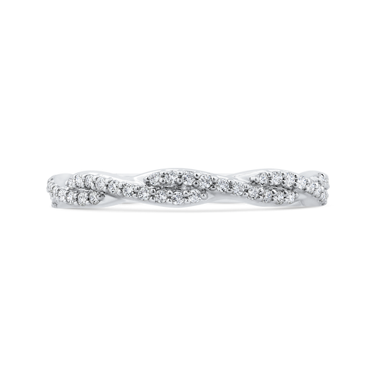 Round Diamond Chriss-Cross Wedding Band in 14K White Gold