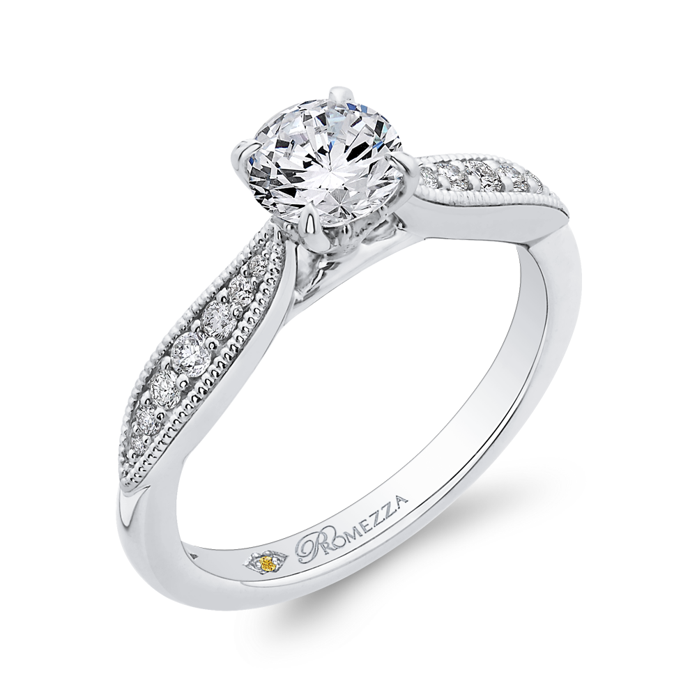 Round Diamond Engagement Ring in 14K White Gold