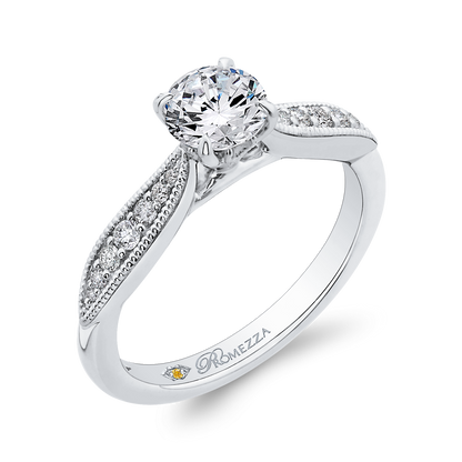 Round Diamond Engagement Ring in 14K White Gold