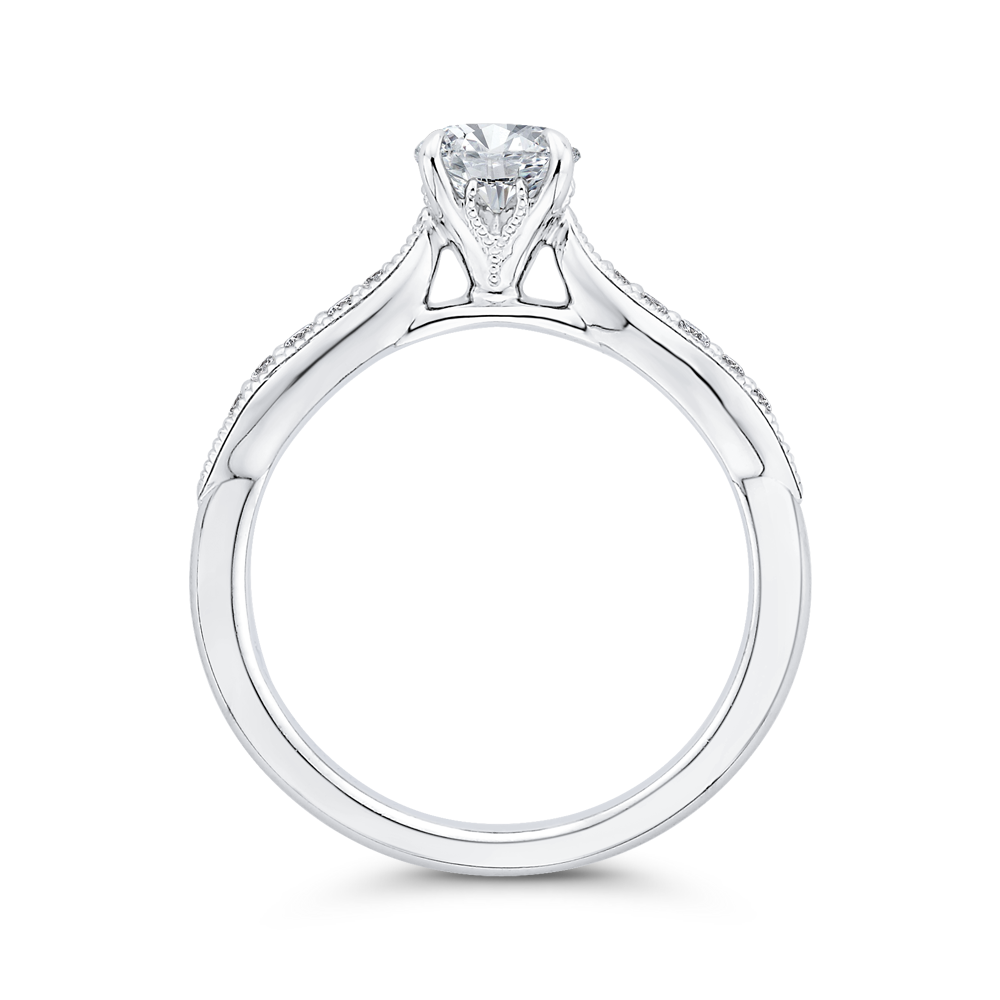 Round Diamond Engagement Ring in 14K White Gold