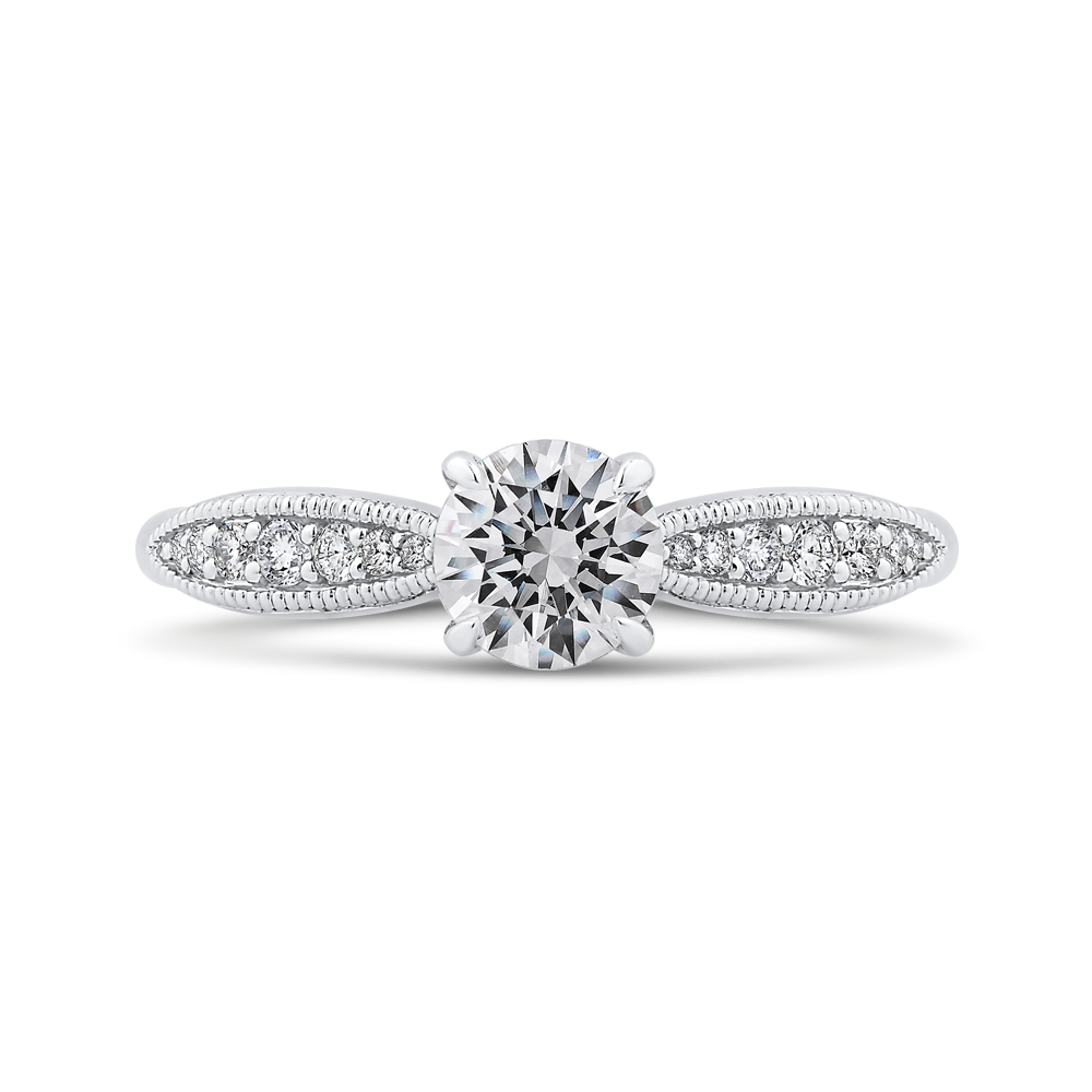 Round Diamond Engagement Ring in 14K White Gold