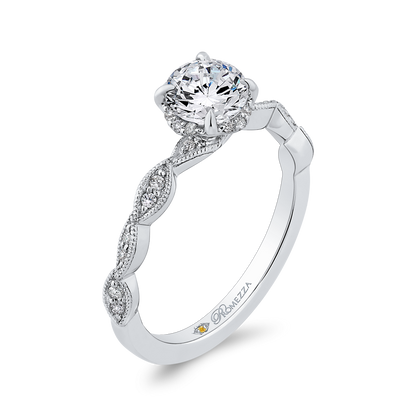 Floral Diamond Engagement Ring in 14K White Gold