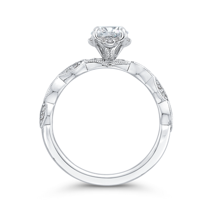 Floral Diamond Engagement Ring in 14K White Gold