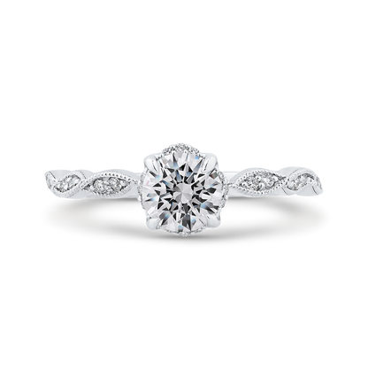 Floral Diamond Engagement Ring in 14K White Gold