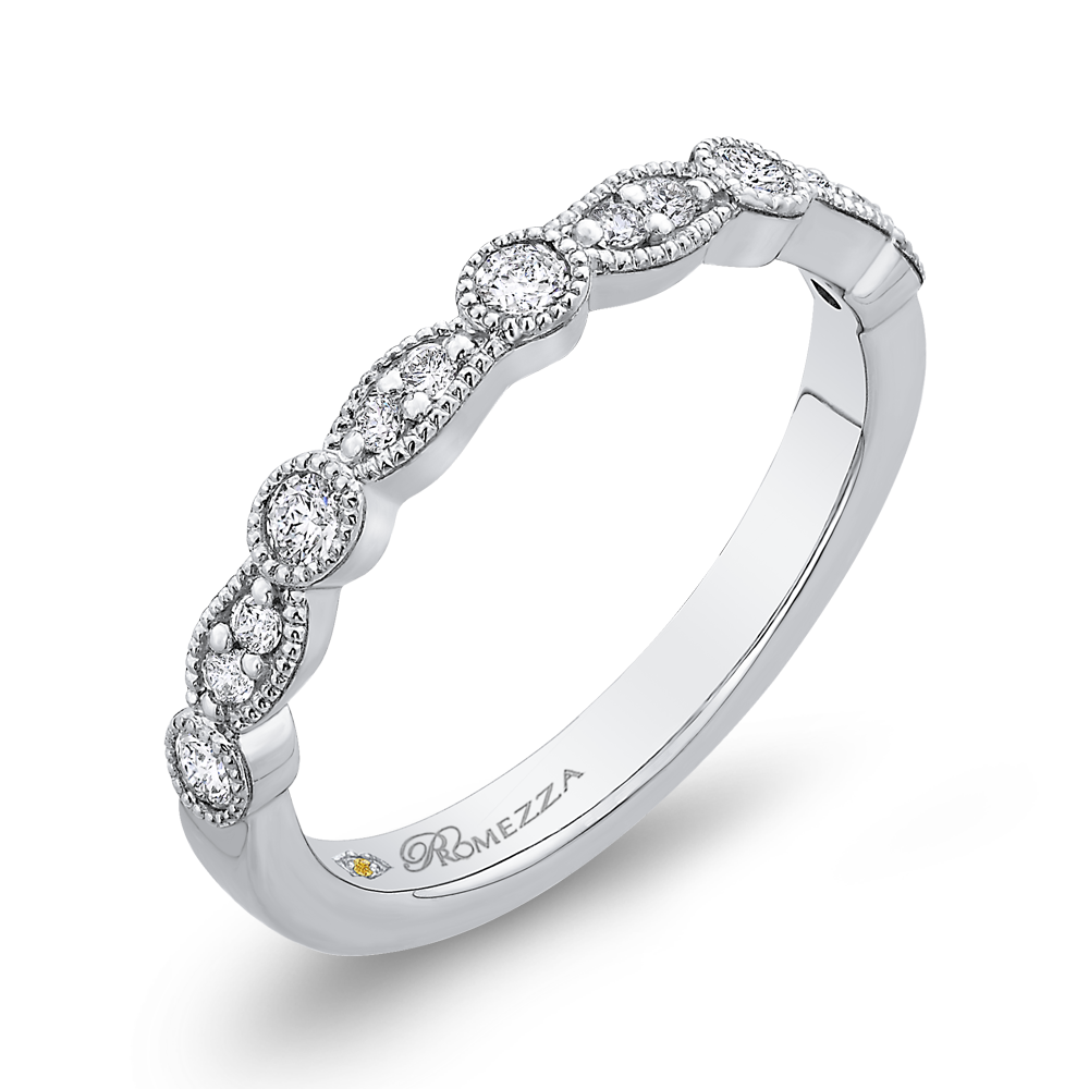 Round Half-Eternity Diamond Wedding Band in 14K White Gold