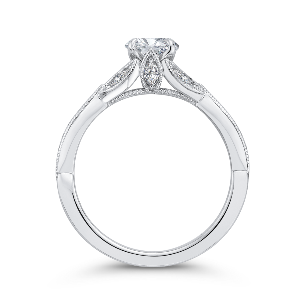 Floral Diamond Engagement Ring in 14K White Gold