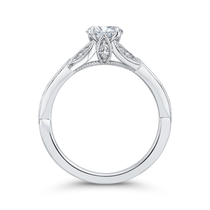 Floral Diamond Engagement Ring in 14K White Gold