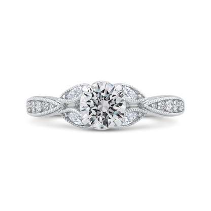 Floral Diamond Engagement Ring in 14K White Gold