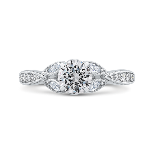 Floral Diamond Engagement Ring in 14K White Gold