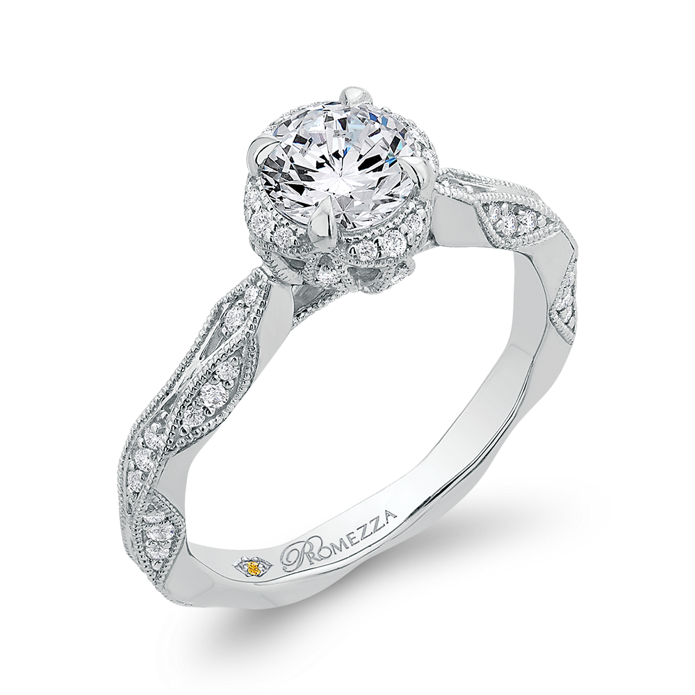 Round Diamond Engagement Ring in 14K White Gold