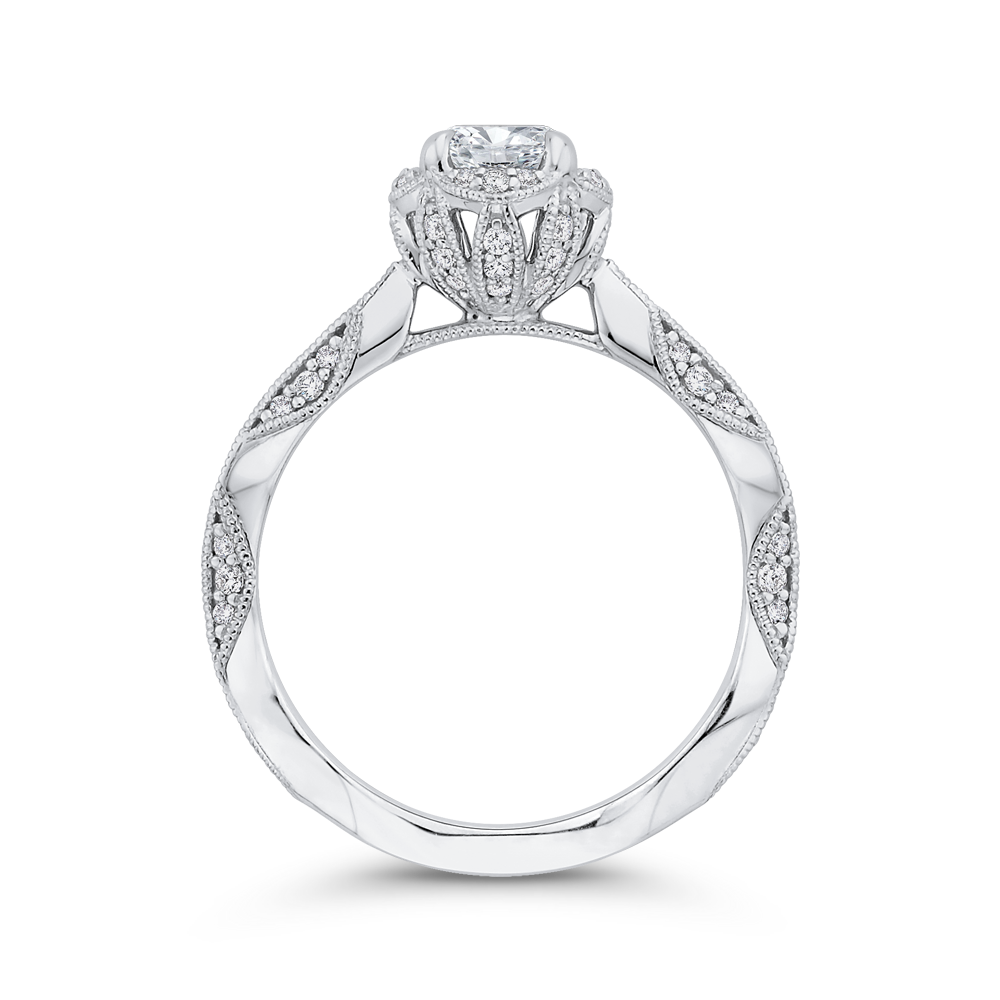 Round Diamond Engagement Ring in 14K White Gold