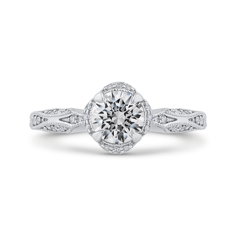 Round Diamond Engagement Ring in 14K White Gold