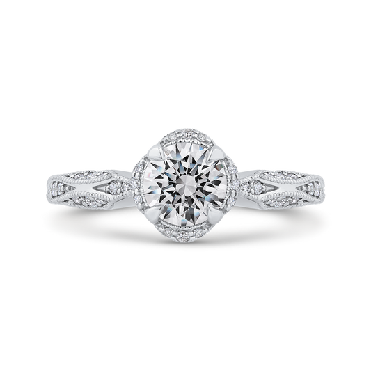 Round Diamond Engagement Ring in 14K White Gold