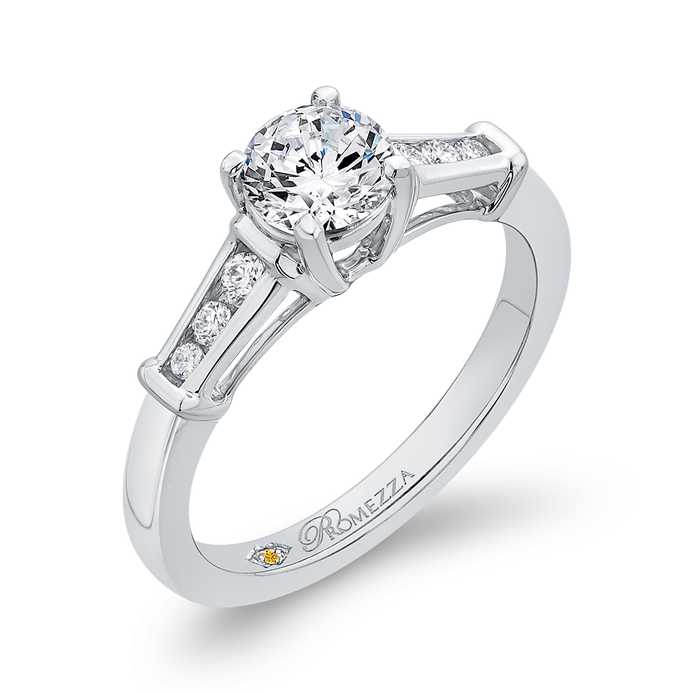 Round Diamond Engagement Ring in 14K White Gold