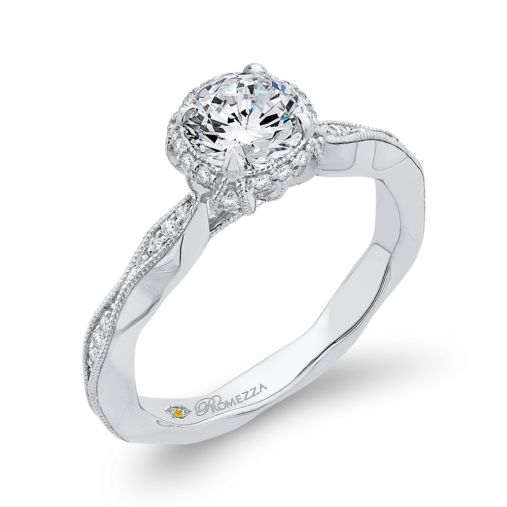 Round Diamond Engagement Ring in 14K White Gold