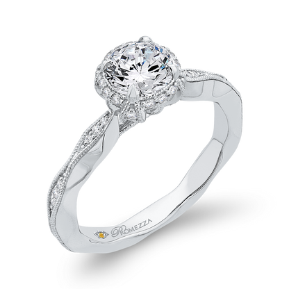 Round Diamond Engagement Ring in 14K White Gold