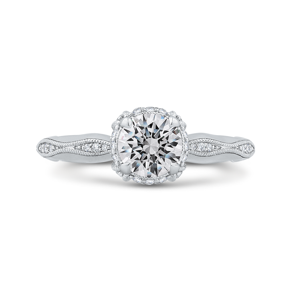 Round Diamond Engagement Ring in 14K White Gold