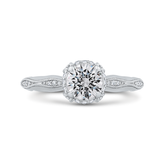 Round Diamond Engagement Ring in 14K White Gold