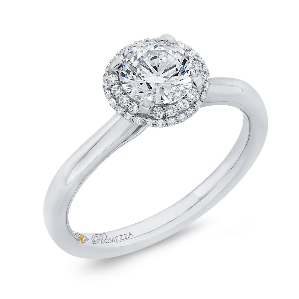 Diamond Halo Engagement Ring in 14K White Gold