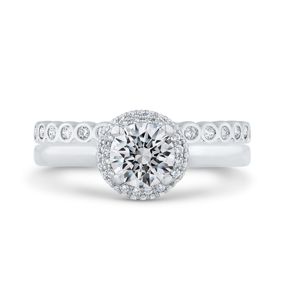 Diamond Halo Engagement Ring in 14K White Gold