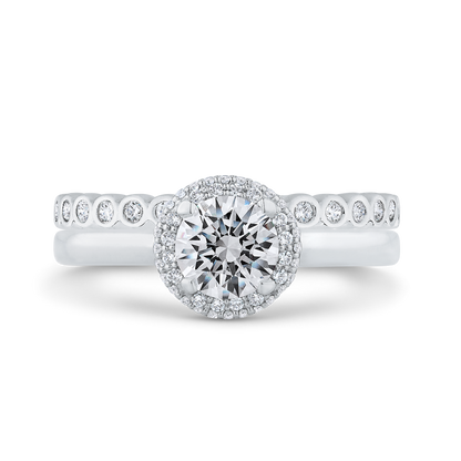 Diamond Halo Engagement Ring in 14K White Gold