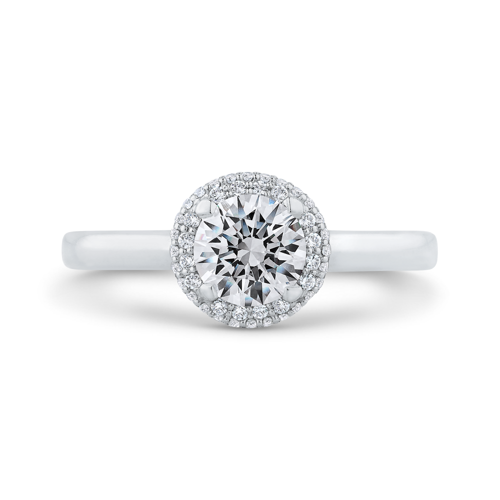 Diamond Halo Engagement Ring in 14K White Gold