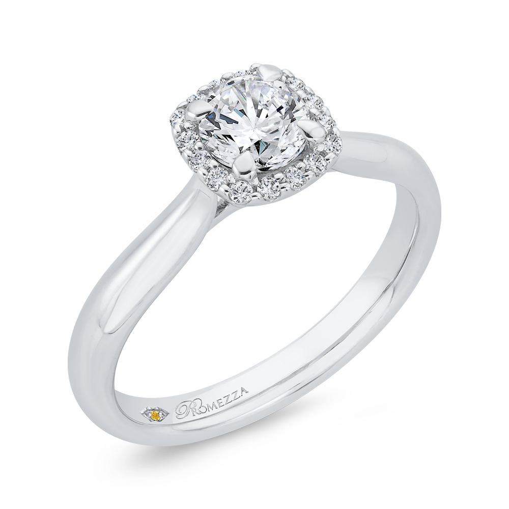 Diamond Halo Engagement Ring in 14K White Gold