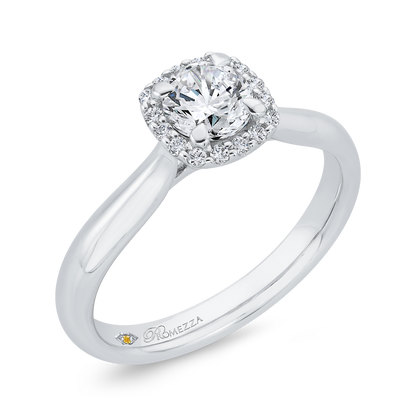 Diamond Halo Engagement Ring in 14K White Gold