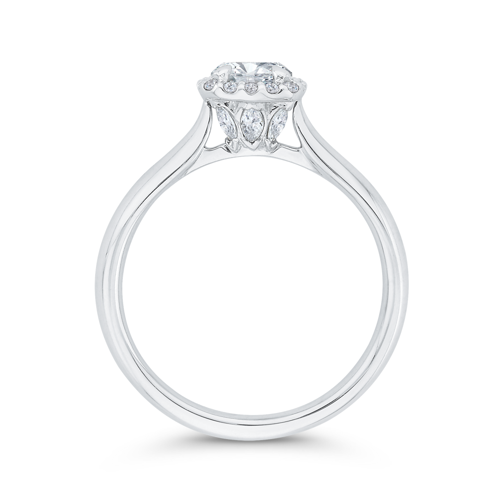 Diamond Halo Engagement Ring in 14K White Gold